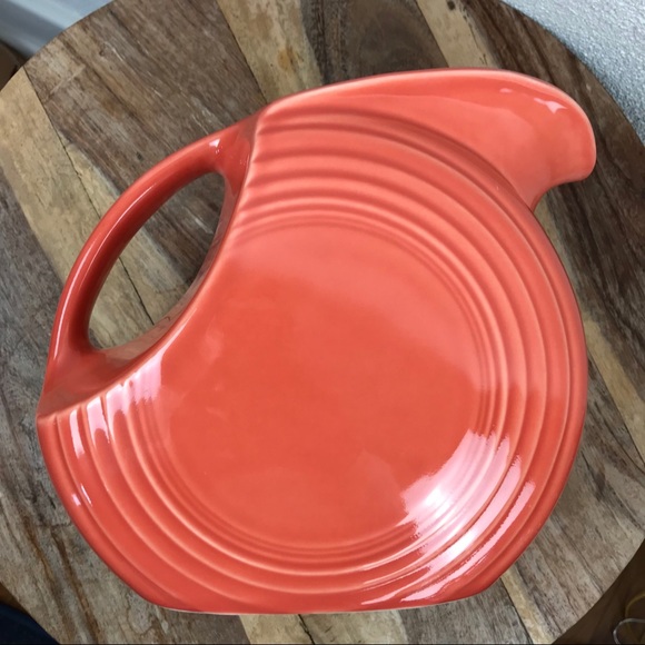 Retro l 1996 Homer Laughlin Fiesta 60 Anniversary Retired Persimmon Disk Pitcher - Picture 10 of 14